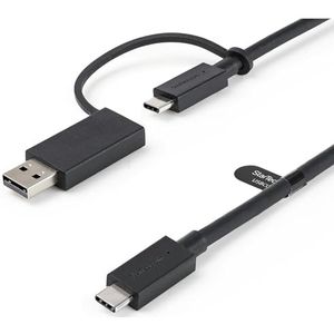 StarTech.com USB-C kabel met USB-A-adapter 1 m - 2-in-1 USB C hybride kabel met USB-A - USB-C naar USB-C (10 Gbps/100 W PD) - USB-A naar USB-C (5 Gbps) - ideaal voor hybride dock (USBCCADP)