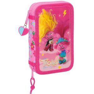 Safta Trolls 3 - Schooltas voor kinderen, met 28 gereedschappen inbegrepen, praktisch en veelzijdig, kwaliteit en sterkte, 12,5 x 4 x 19,5 cm, roze, roze, esthetisch, casual, Roze, informeel