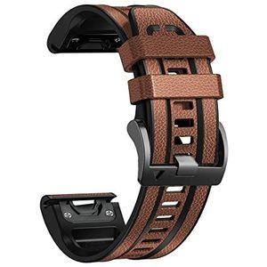 YOOSIDE QuickFit Echt lederen horlogeband met siliconen voering voor Garmin Fenix 7 Solar/Fenix 6 Pro/Fenix 5, zachte zweetbestendige horlogeband voor Forerunner 955, EPIX 2, Instinct 2 Solar 22 mm