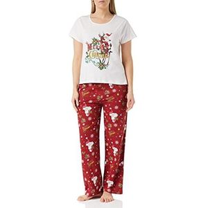 Joe Browns Joe Browns Bijpassende kerstpyjama voor dames, pyjamaset voor dames, Rood/Veelkleurig