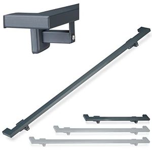 Relaxdays trapleuning - 100 cm - staal - mat - binnen - modern - wandhouder - leuningdragers - antraciet