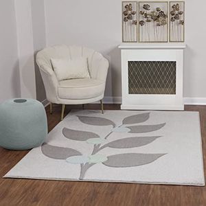 Surya Abstract bordeauxrood tapijt - moderne stijl - Zacht voor woonkamer, eetkamer, slaapkamer - Bloementapijt met gemiddelde pool voor eenvoudig onderhoud - Groot tapijt 160 x 213 cm - Grijs