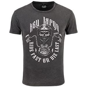 KEY LARGO Ride Fast T-shirt voor heren, rond, Carbon Black (1121)