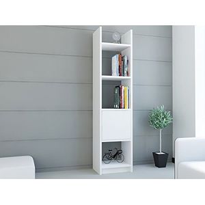 Moderne witte plank, hoogte 150 cm, breedte 33,1 cm, diepte 29,5 cm, 100% melamine spaanplaat, dikte 18 mm, wandmontage, Scandinavisch design