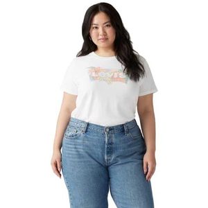 Levi's The Perfect T-shirt voor dames, Hibiscus Bw Fill Bright White