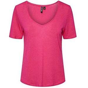 PIECES T-shirt Noos pour femme Pcphoebe Ss col V, Rose, S