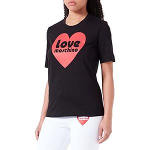 Love Moschino T-shirt met korte mouwen in rechte snit voor dames, zwart.