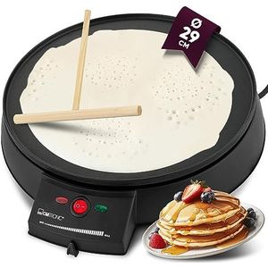 Clatronic CM 3372 Crêpe-maker, plaat met antiaanbaklaag: Ø 29 cm, set incl. deegverdeler, pannenkoekenmachine elektrisch, ook geschikt voor tortilla's, wraps, enchiladas, tacos, etc, 900 watt, zwart