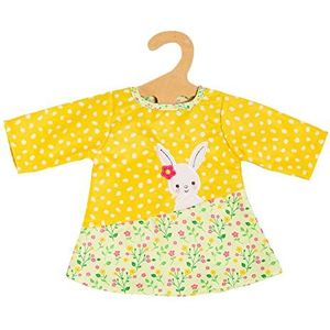 Heless 2355 - Bunny Lou-designkleding, tuniekjurk met konijnenapp en bloemenmotief, voor poppen en pluche dieren, maat 35-45 cm, kleur: geel, 2355