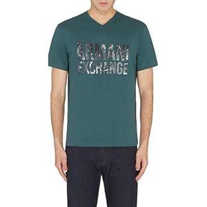 Armani Exchange Tissu Durable, Coupe Droite, Logo Imprimé, Col en V T-Shirt Homme, Green Gables, XS