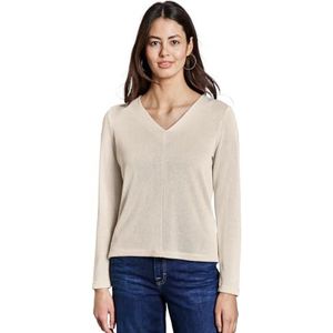 Street One T-shirt à l'aspect tricoté pour femme, Beige sable lisse, 46