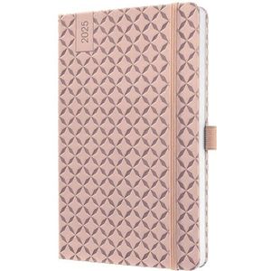 SIGEL J5131 Jolie Agenda semainier 2025, env. A5, rose, couverture rigide, élastique, passant pour stylo, poche plaquée, 174 pages, en papier durable, agenda