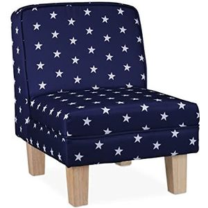 Relaxdays Kinderstoel met sterren, voor jongens en meisjes, HLP: 60 x 45 x 52 cm, blauw, 1 stuk