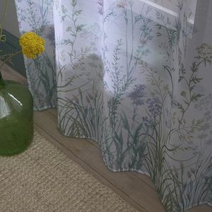 Appletree - Voilage simple prairie pour fenêtres de 140 x 182 cm (l x L) - Rideau en voile pour chambre/salon - Voilage floral blanc - Voile floral blanc - Voile floral