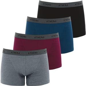 ATHENA Basic katoen LD40 boxershorts voor heren, 4 stuks, grijs.