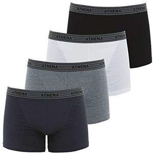 ATHENA Basic katoen LD40 boxershorts voor heren, 4 stuks, grijs.