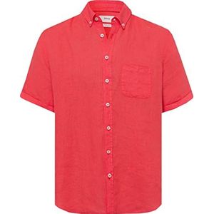 BRAX Style Dan U Linen Garment Dye Herenhemd Zomer Linnen met Knoopkraag Heren, Watermeloen rood