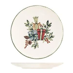 H&H Christmas Carol 12 stuks fruitborden, Stoneware, kerstdecoratie, 19 cm