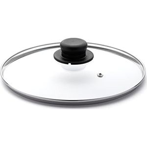 Zanetti Coperchio Padella glazen deksel van roestvrij staal, zilver/zwart, 24 cm