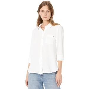 Tommy Hilfiger Button down overhemd met opgerolde tong voor dames, ECRU