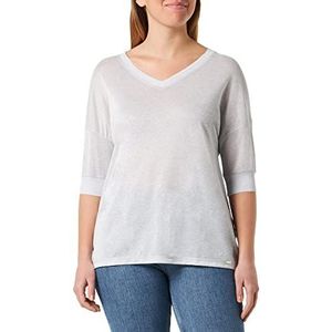 Geox W T-Shirt T-Shirt Femme, Blanc brillant Lurex, M