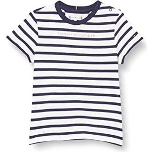Tommy Hilfiger Essential T-shirt voor meisjes met strepen, marineblauw met witte strepen