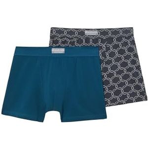 Abanderado Ocean Set van 2 boxershorts voor heren, elastisch, katoen, gesloten, Blauw/grijs bedrukt