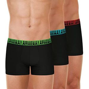 ATHENA Easy Sport Ln15 Boxershorts voor heren, 3 stuks, zwart/zwart