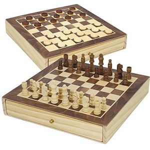 ColorBaby - Bordspellen schaken en dames 2-in-1 hout met lade CB Games (45594)