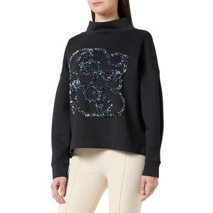 s.Oliver BLACK LABEL Kunstwerk Glitter Sweatshirt Dames Glitter Sweatshirt, zwart.