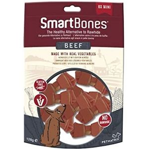 SmartBones Mini met rundvlees – 8 mini-kauwbotten zonder dierenhuid voor volwassen honden van kleine grootte – zeer laag vetgehalte – verrijkt met vitaminen en mineralen