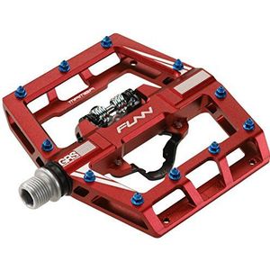 Funn FUNN Mamba MTB-pedalen zonder clip, eenzijdige clip, compatibel met SPD-noppen, 9/16 inch CrMo as, fietspedalen voor mountainbike/BMX/grindfiets (rood)