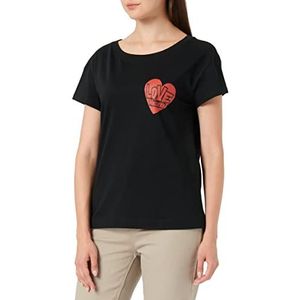 Love Moschino Boxy Fit Short Sleeve met Red Heart Print T-shirt, zwart.