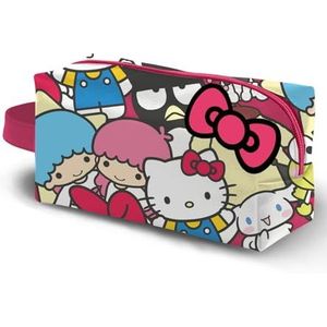 Sanrio Hello Kitty Friends-Plus toilettas voor op reis, meerkleurig, 27 x 13 cm, Hello Kitty meerkleurig, één maat, plus reistoilettas, baksteen, Hello Kitty meerkleurig, Plus Toilettas voor op reis,