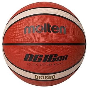 Molten BG1600 Basketbal voor binnen en buiten, rubber, maat 6, oranje/ivoor, geschikt voor jongens van 12, 13, 14 jaar en meisjes vanaf 14 jaar en volwassenen