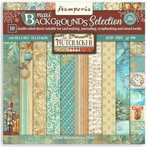 Stamperia - Scrapbooking papier voor scrapbooking, albums, kaarten, bullet journals en meer, zuurvrij, dubbelzijdig, perfect voor handwerk en cadeau (The Nutcracker Maxi Background) (30,5 x
