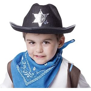 Rubies Zwarte sheriffhoed voor jongens en meisjes, cowbowgirl-hoed met sheriffplaat aan de voorkant, origineel, ideaal voor Halloween, Kerstmis, carnaval en verjaardag.