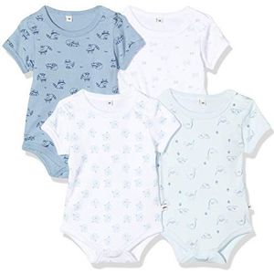 Pippi 4 stuks uniseks baby print korte mouwen blauw (light blue 701) (fabrikantmaat: 56), lichtblauw (701), 56, lichtblauw (701)