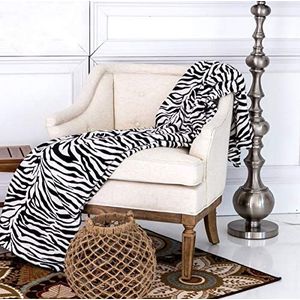 Home Must Haves Fleecedeken met zebrapatroon, Queen-maat, zwart en wit