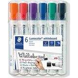 Staedtler Lumocolor 351 B WP6 ST whiteboardmarker, droog afwisbaar, wigvormige punt, 2 tot 5 mm, intensieve kleuren, 6 stuks