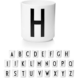 Design Letters A-Z Gepersonaliseerde mok van wit fijn porselein - H - Gepersonaliseerde decoratieve mok voor elke gelegenheid, fijne porseleinen koffiemok als cadeau voor je dierbaren