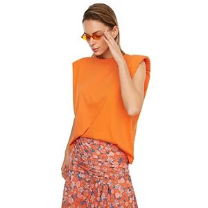 TRENDYOL Dames T-shirt, ronde hals, oranje, XS, Oranje