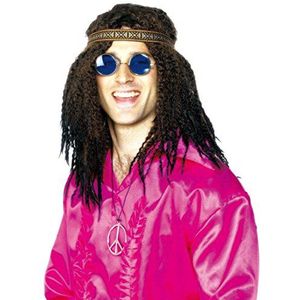 Smiffys Hippie Herenset, met hoofdband, bril en halsketting
