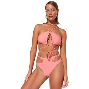Trendyol Top Bikini en Tricot Femme Maillots de Bain, rose, 40