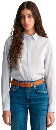 GANT Dames normale popeline gestreepte blouse, lichtblauw, 68, Lichtblauw
