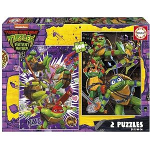 Educa Ninja Turtles | Set van 2 puzzels van elk 500 stukjes. Afmetingen: 34 x 48 cm. Inclusief Fix Puzzel Staart. Vanaf 11 jaar (19916)