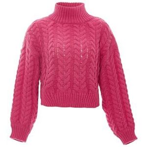 sookie Pull tricoté pour femme avec col roulé en polyester fuchsia Taille XS/S, fuchsia, XS