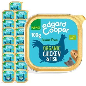 Edgard & Cooper - Biologisch natvoer voor volwassen honden - (biologische kip en vis, 17 kopjes à 100 g), graanvrij, smakelijk vers vlees, rijk aan eiwitten en natuurlijke ingrediënten,
