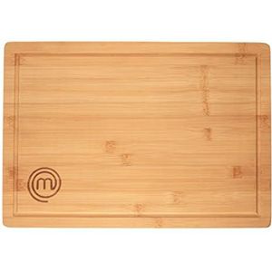 MasterChef Snijplank van hout, grote plank voor het bereiden, snijden, snijden en serveren, extra dik hout met sapgroef, 38,5 x 27,5 cm x 3 cm, belangrijk gewicht, bamboe