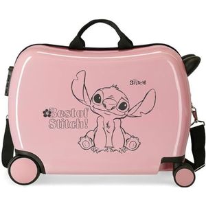 Disney Best of Stitch Kinderkoffer, roze, 50 x 38 x 20 cm, stijf, ABS, zijcombinatieslot, 34 l, 1,8 kg, 2 wielen, handbagage, roze, Talla única, kinderkoffer, roze, één maat, Roze, Koffer voor